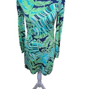 Lilly PULITZER Green and Blue Leaf Mini Dress